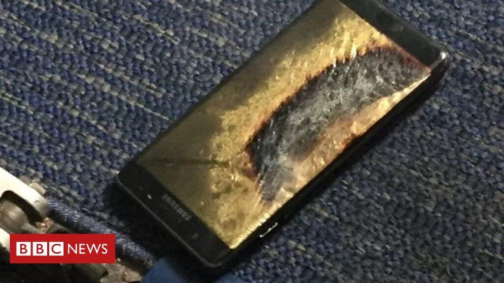 An exploded Samsung Galaxy Note 7