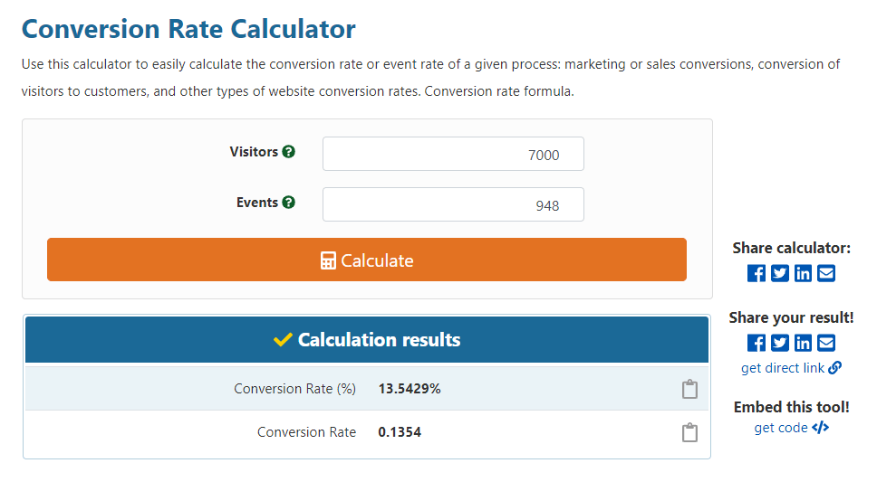 GIGA Calculator’s Conversion Rate Calculator