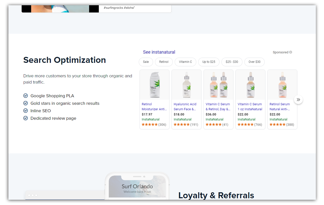 search optimization feature from trustspot